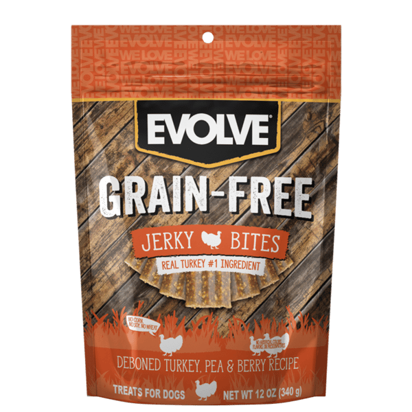 EVOLVE DOG SNACK GRAIN FREE JERKY TURKEY- PAVO - 340 GR