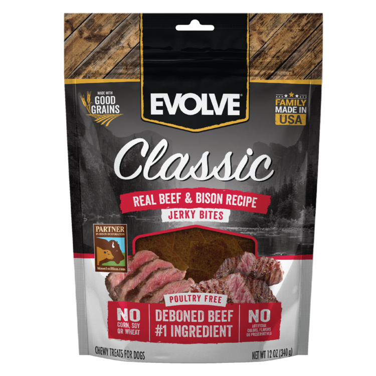 EVOLVE DOG SNACK CLASSIC JERKY BEEF & BISON - 340 GR