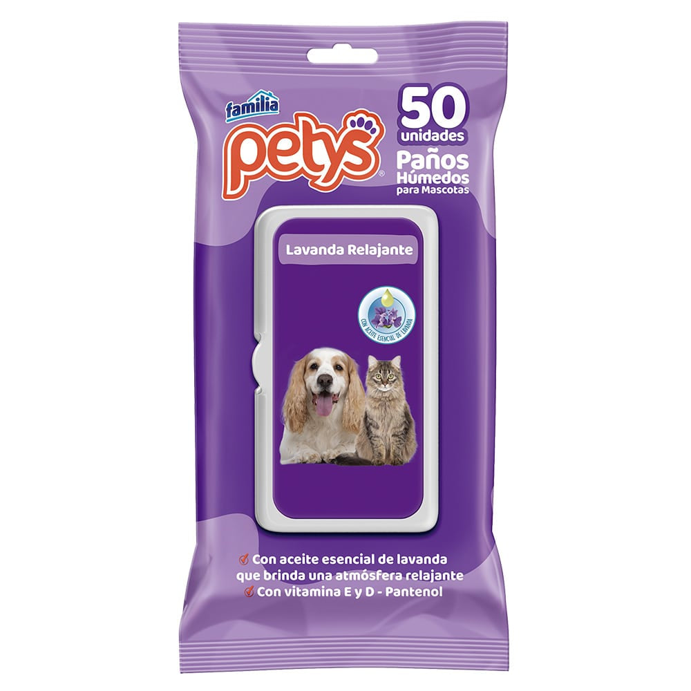 PETYS PAÑOS HUMEDOS PETYS LAVANDA * 50 UNIDADES
