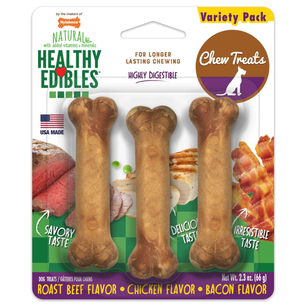 NYLABONE HE DOG SNACK LONGER LASTING VARIETY 3 UNDS PETITE 66 GR