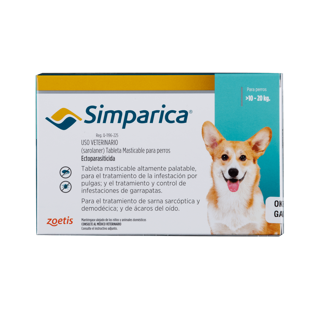 SIMPARICA 40 MG CAJA 1 TABLETA (10 A 20 KG)