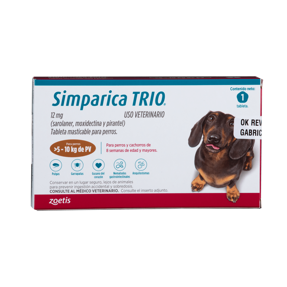 SIMPARICA TRIO CAJA X 1 TAB. (5 - 10KG) MARRÓN