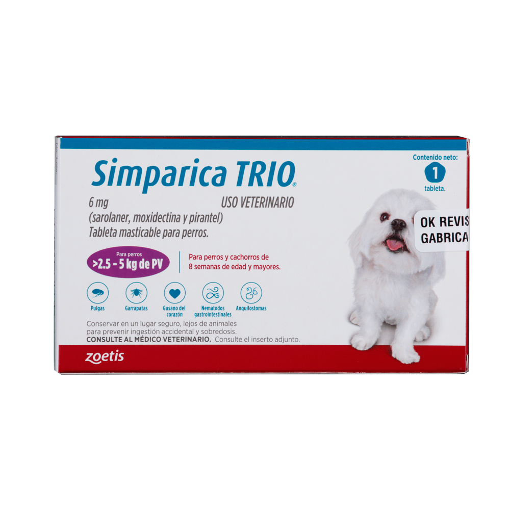 SIMPARICA TRIO CAJA X 1 TAB. (2.5 - 5KG) MORADO