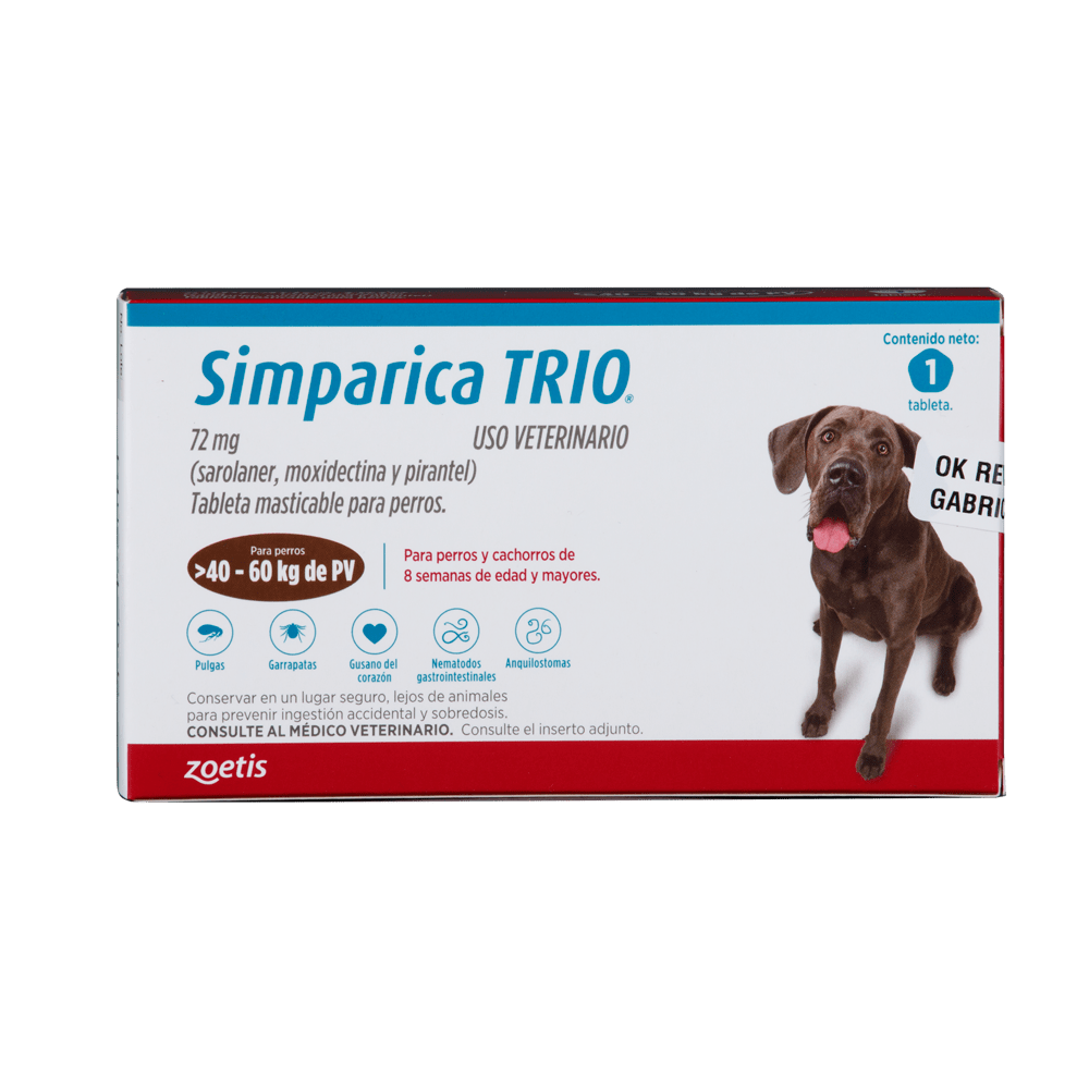 SIMPARICA TRIO CAJA X 1 TAB. (40-60KG) CAFÉ