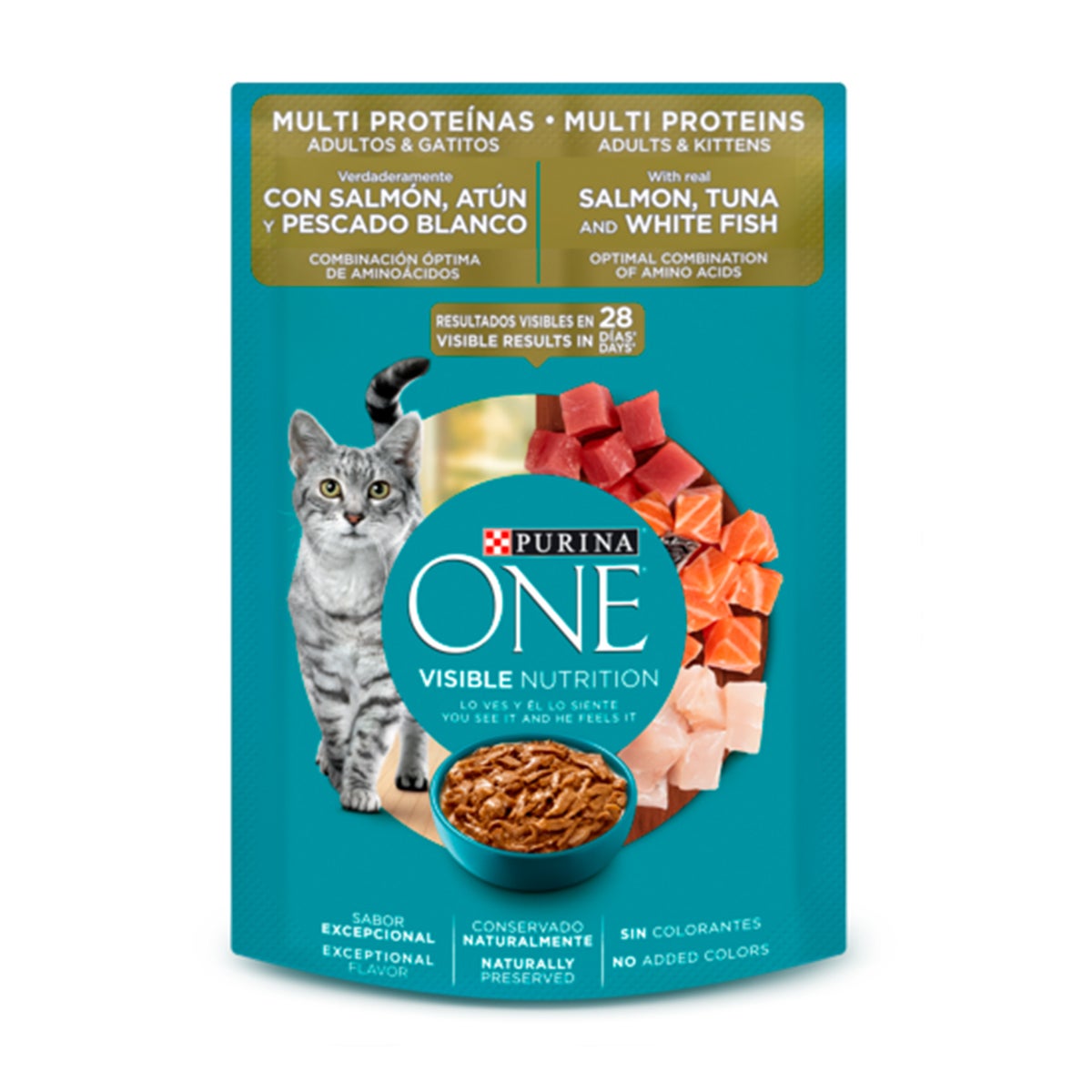 PURINA ONE MULTIPROTEINAS GATITOS Y GATOS ADULTO 85 GR