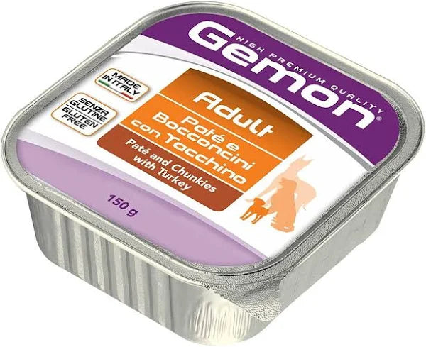 GEMON DOG X150GR /PATE& CHUNKS ADULT WITH TURKEY