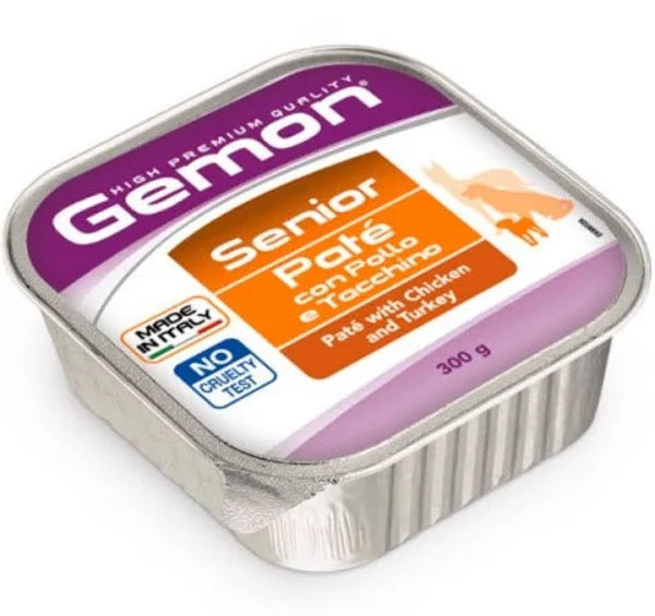 GEMON DOG X300GR /PATE SENIOR CON POLLO Y PAVO