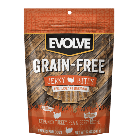 EVOLVE DOG SNACK GRAIN FREE JERKY TURKEY- PAVO - 340 gr