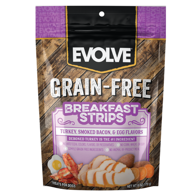 EVOLVE DOG SNACK GRAIN FREE JERKY DESAYUNO PAVO-TOCINETA - 170 gr