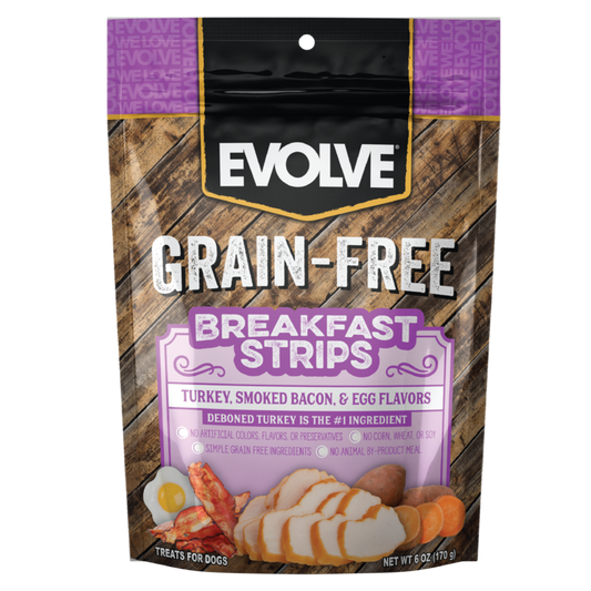 EVOLVE DOG SNACK GRAIN FREE JERKY DESAYUNO PAVO-TOCINETA - 170 gr