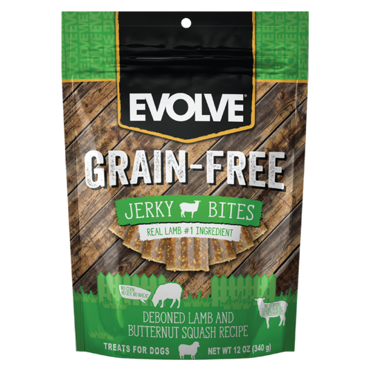 EVOLVE DOG SNACK GRAIN FREE JERKY CORDERO - 340 gr