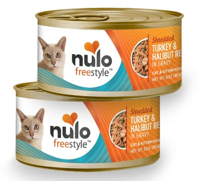 NULO CAT FS GRAIN FREE SHREDDED- TIRILLAS TURKEY & HALIBUT LATA 3 OZ - 85 GR