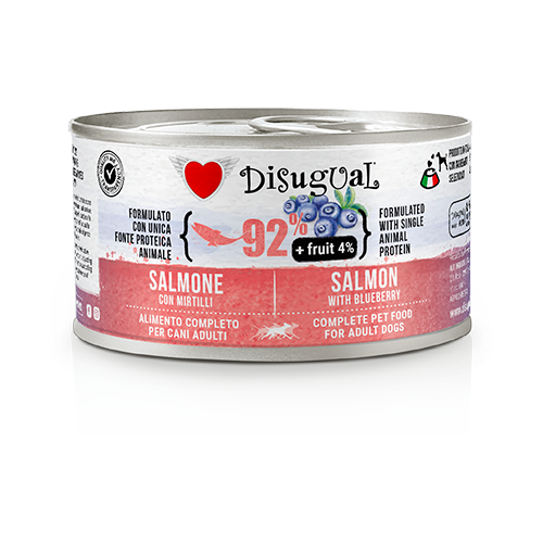 DISUGUAL DOG FRUIT - SALMON Y ARANDANOS LATA POR 150 GR