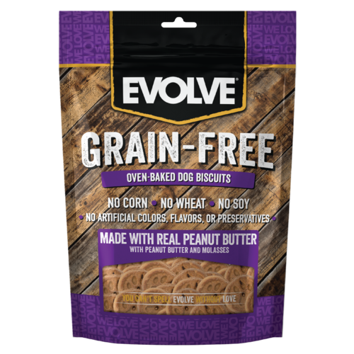 EVOLVE DOG SNACK GRAIN FREE BISCUIT - MANTEQUILLA MANI - 340 gr