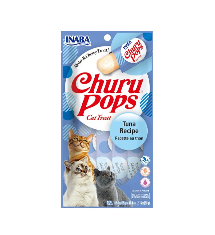 INABA CAT SNACK CHURU POPS 4 PIEZAS - TUNA - ATUN 60 GR