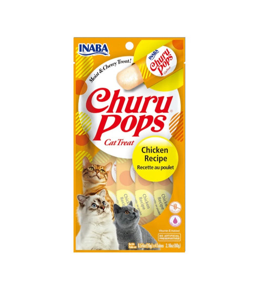 INABA CAT SNACK CHURU POPS 4 PIEZAS - CHICKEN - POLLO 60 GR