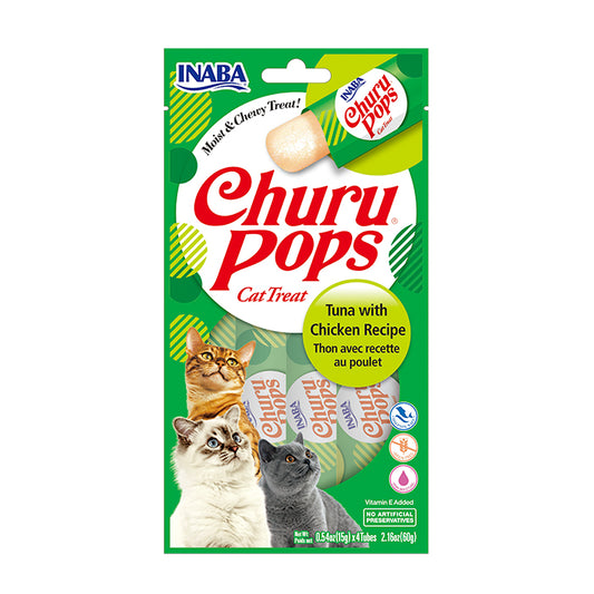 INABA CAT SNACK CHURU POPS 4 PIEZAS - TUNA WITH CHICKEN - POLLO Y ATUN 60 GR