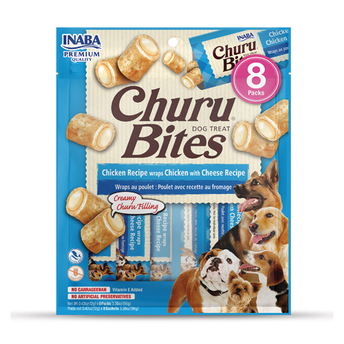 INABA DOG SNACK CHURU BITES POLLO WRAPS 8 PIEZAS - POLLO CON QUESO 96 GR