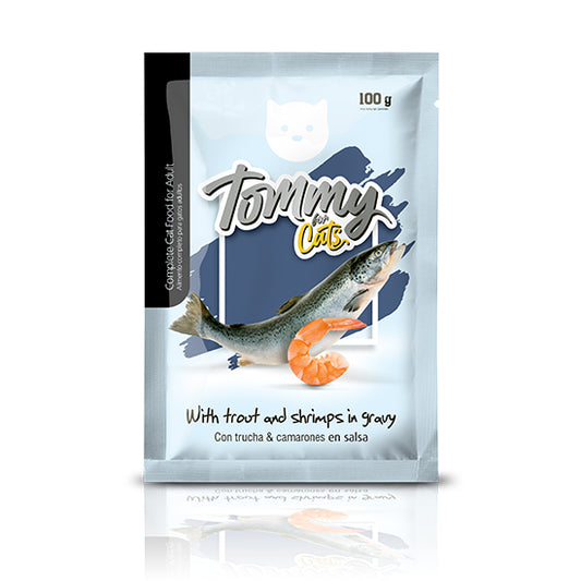 TOMMY FOR CATS POUCH TRUCHA Y CAMARON 100 GR