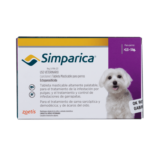 SIMPARICA 10 Mg CAJA 1 TABLETA (2.5 a 5 kg)