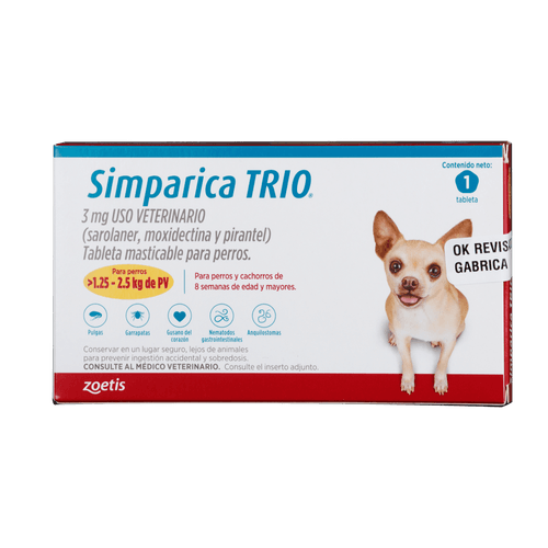 SIMPARICA TRIO CAJA X 1 TAB. (1.25 - 2.5kg) DORADO