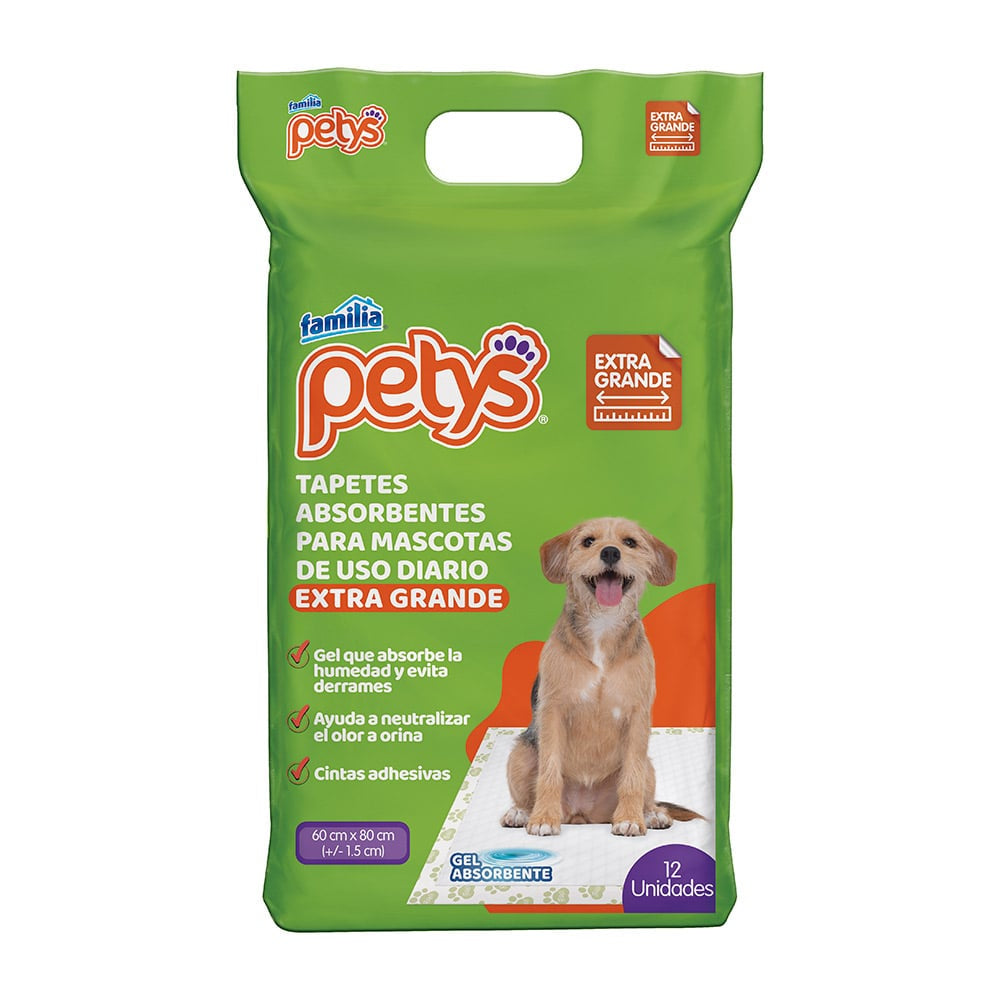 PETYS TAPETES EXTRA GRANDE ABSORBENTES BOLSA * 12 Un. (60 cm x 80 cm)