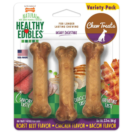 NYLABONE HE DOG SNACK LONGER LASTING  VARIETY 3 UNDS PETITE 66 GR