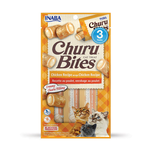 INABA CAT SNACK CHURU BITES POLLO WRAPS 3 PIEZAS - POLLO 30 GR