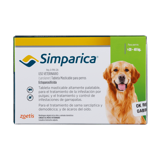 SIMPARICA 80 Mg CAJA 1 TABLETA (20 a 40 kg)