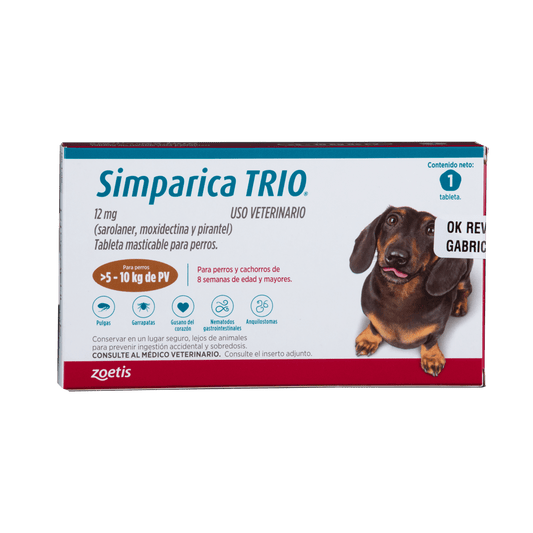 SIMPARICA TRIO CAJA X 1 TAB. (5 - 10kg) MARRÓN