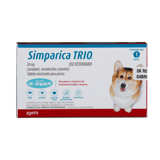 SIMPARICA TRIO CAJA X 1 TAB. (10 - 20kg) AZUL