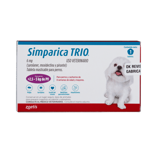 SIMPARICA TRIO CAJA X 1 TAB. (2.5 - 5kg) MORADO