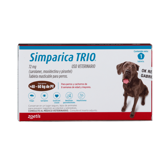 SIMPARICA TRIO CAJA X 1 TAB. (40-60kg) CAFÉ