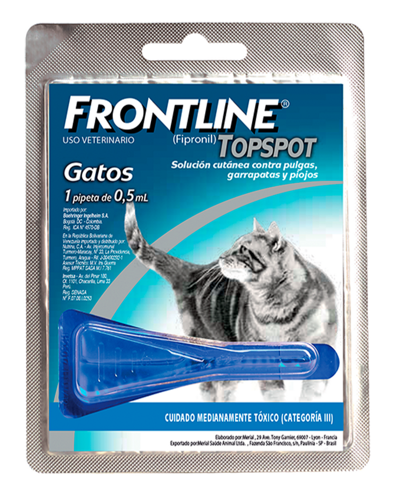 FRONTLINE TOP SPOT 0.5 GATOS X 1 PIPETA
