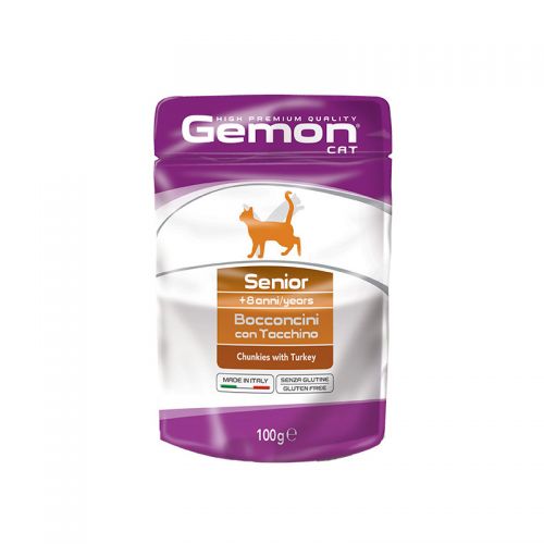 GEMON POUCH CAT SENIOR WITH TURKEY X 100 GR