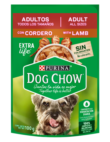 DOG CHOW ADULTOS TODOS LOS TAMAÑOS CORDERO 100 GR