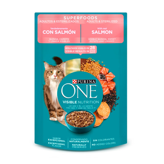 PURINA ONE SUPER FOODS GATOS ADULTOS Y  ESTERILIZA 85 gr