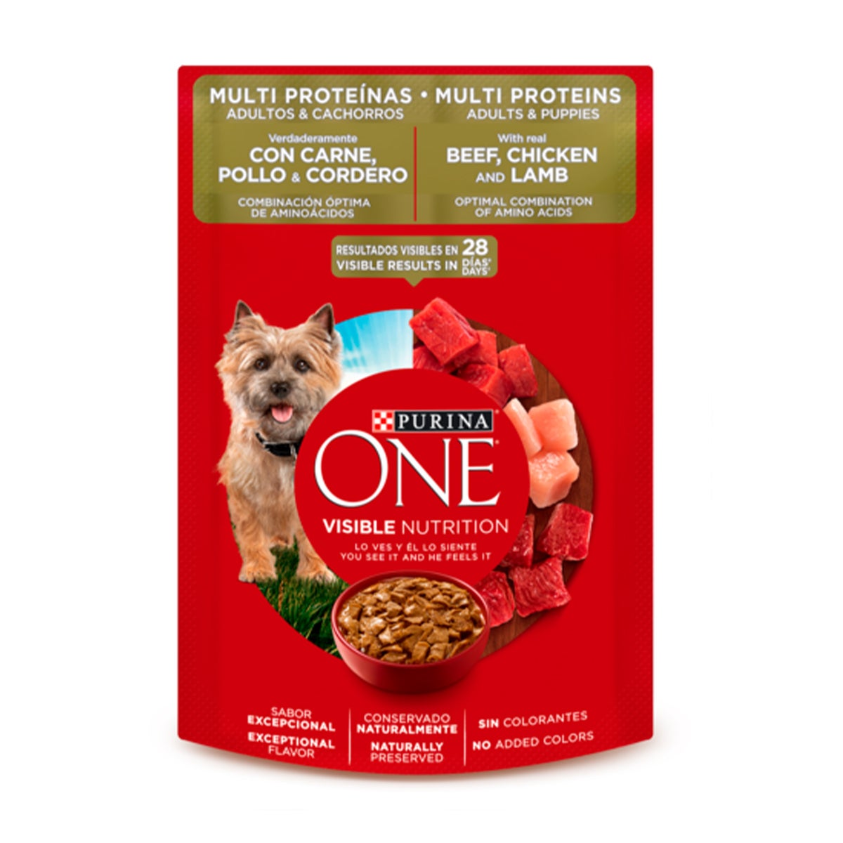 PURINA ONE MULTIPROTEÍNAS PERROS CACHORROS Y ADU 85 GR