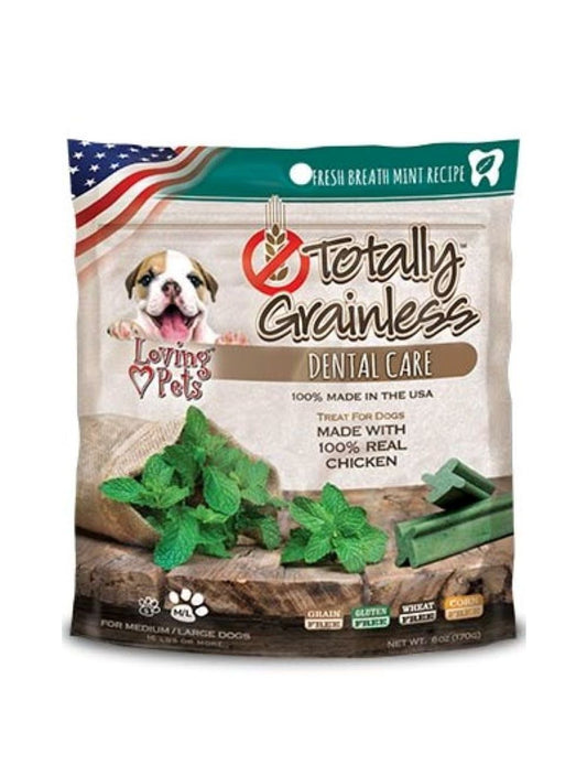 TOTALLY GRAINLESS DOG SNACK DENTAL POLLO Y MENTA SMALL 6OZ